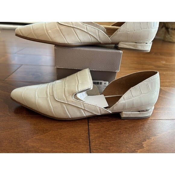Franco Sarto Womens 6.5 M White Leather Flats Croc Print Loafers Leather NEW - Picture 2 of 7